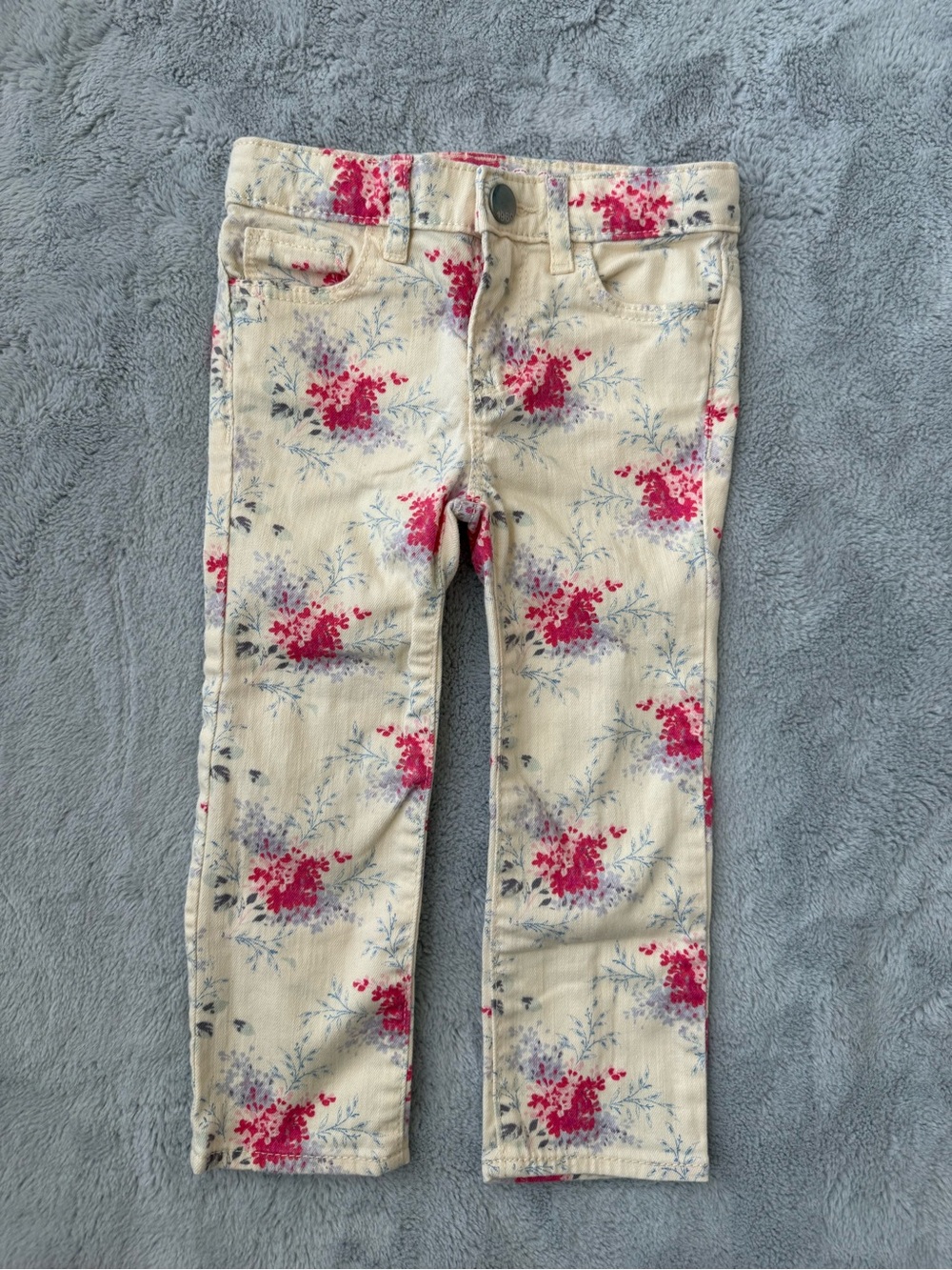 GAP Cream Skinny Jeans with Pink Floral Print